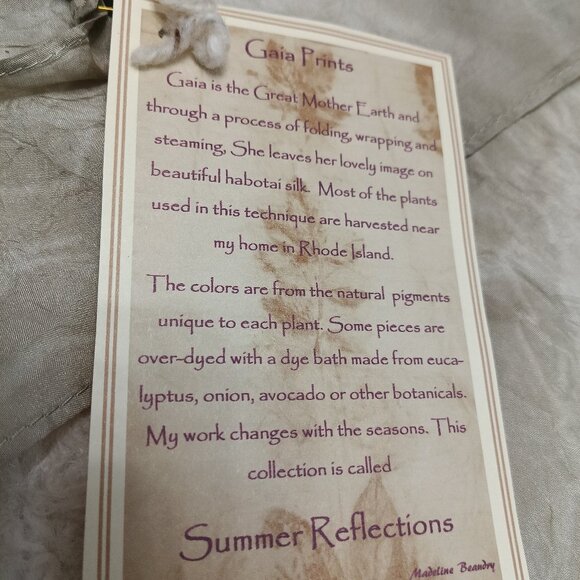 Gaia Print Fine Dusty Natural Earthy Brown Gray Silk Oblong Rectangle Scarf - Picture 6 of 6